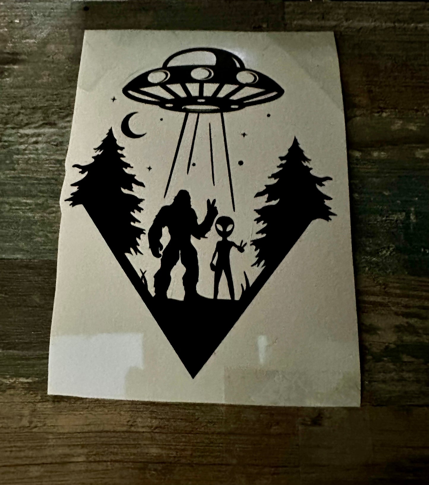 Bigfoot and Alien Vinyl Sticker